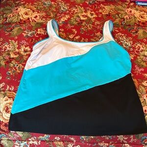 Lands' End Women's underwire tankini in White, Blue, and Black